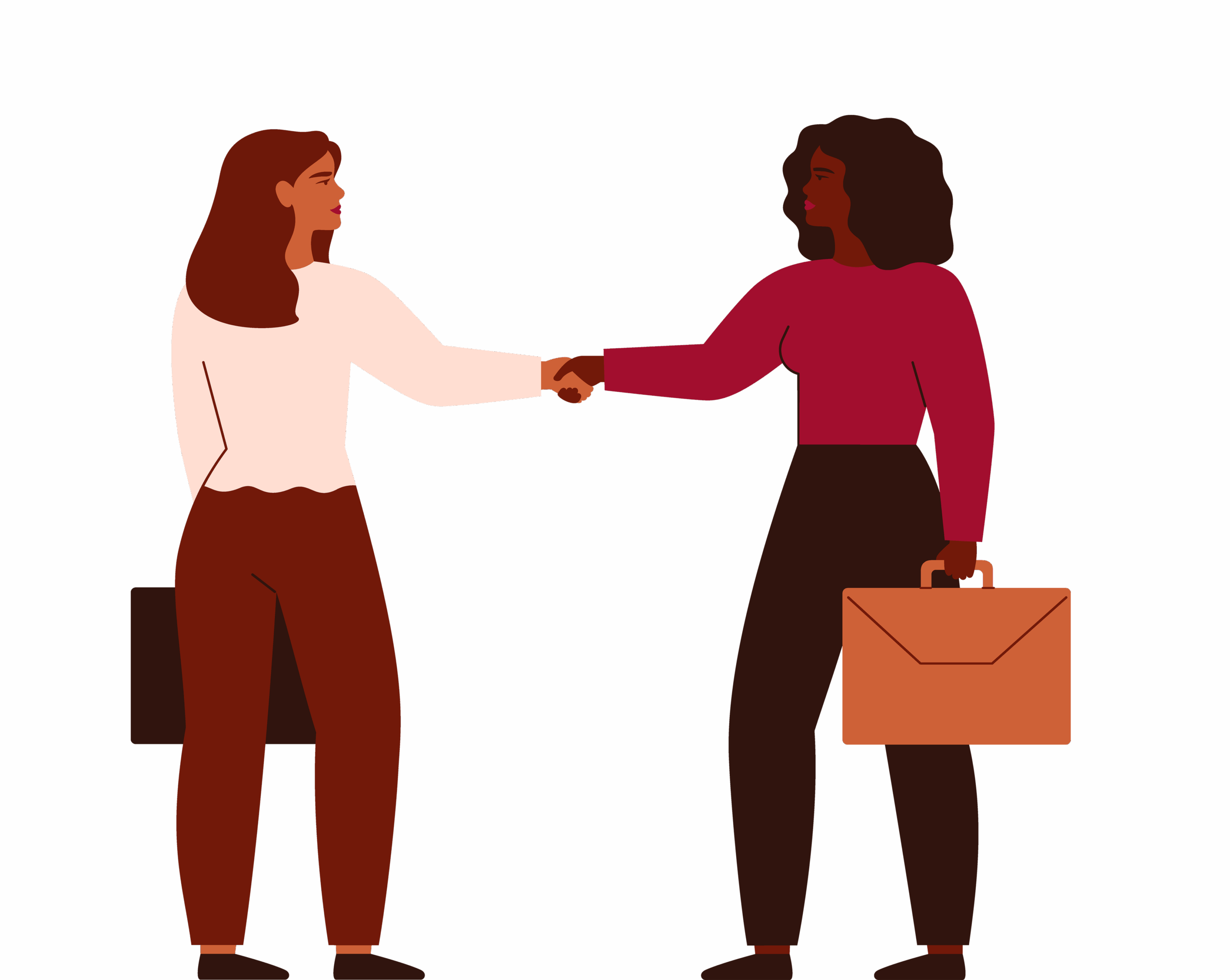 Illustration von zwei Geschäftsfrauen, die sich die Hände schütteln
