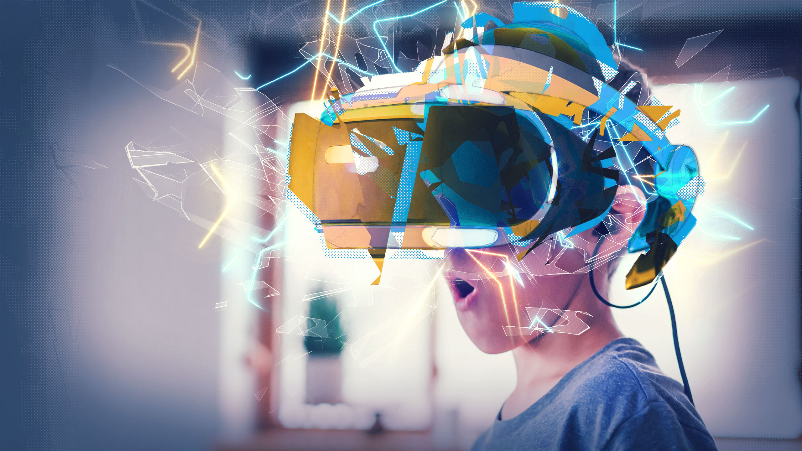 Animiertes Bild eines Kinds mit VR-Brille