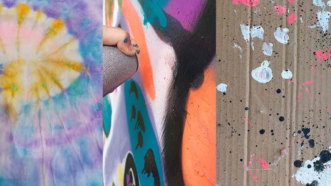 Bunte Graffitiwand mit Spraydose